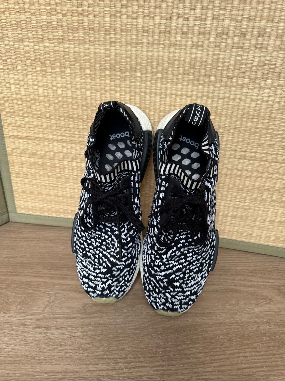 Adidas NMD R1 Primeknit Black White “Glitch” Boost Sneakers Mens 11